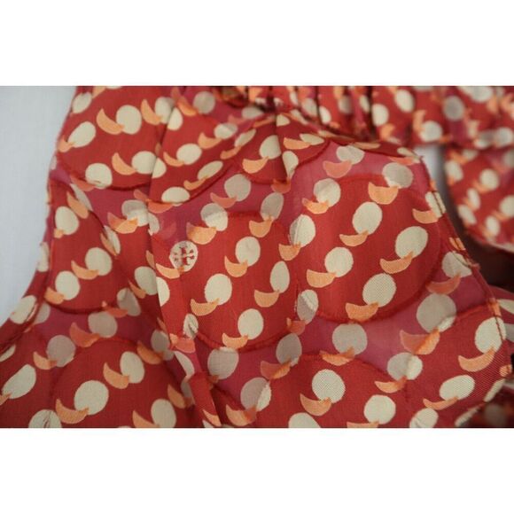 Tory Burch Women's Sz 4 Red Janetta Circle Clip Dot Print Jacquard Dress - Picture 8 of 12
